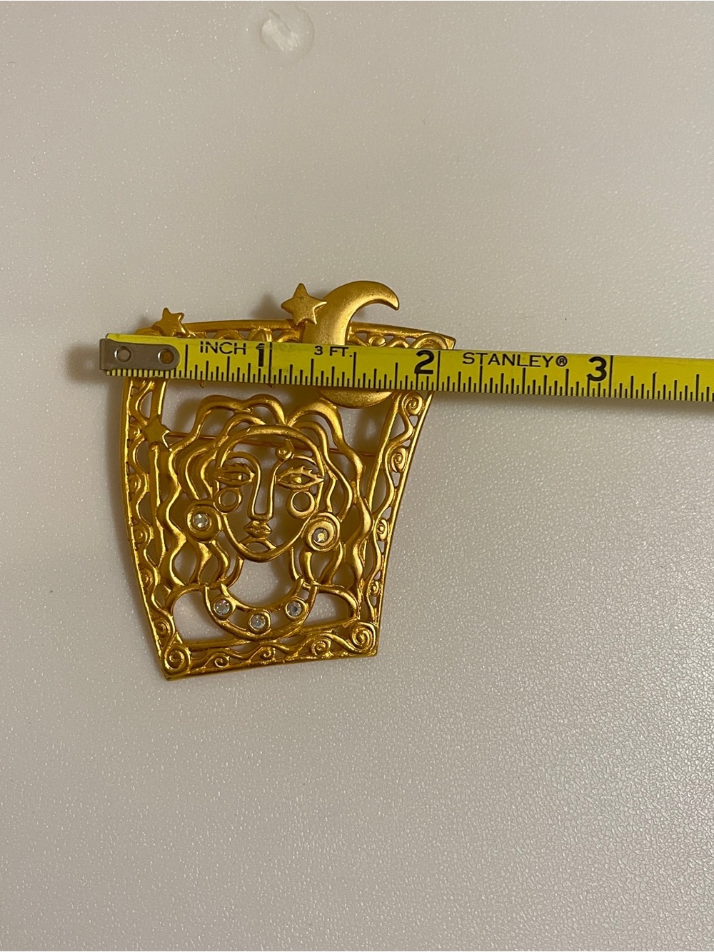 Vintage JJ Gold Celestial Woman Pendant Pin brooch signed - Picture 5 of 5